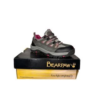 Bearpaw Juniper Lo Women’s 8 Hiking Shoes Gray Pink Waterproof Lace Up Low Top